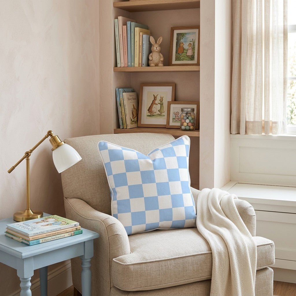 Blue Checkered Throw Pillow - Hillcroft Home
