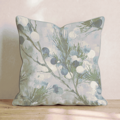 Blue Christmas Berries Throw Pillow - Hillcroft Home