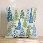 Blue Christmas Trees Throw Pillow - Hillcroft Home