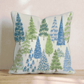 Blue Christmas Trees Throw Pillow - Hillcroft Home