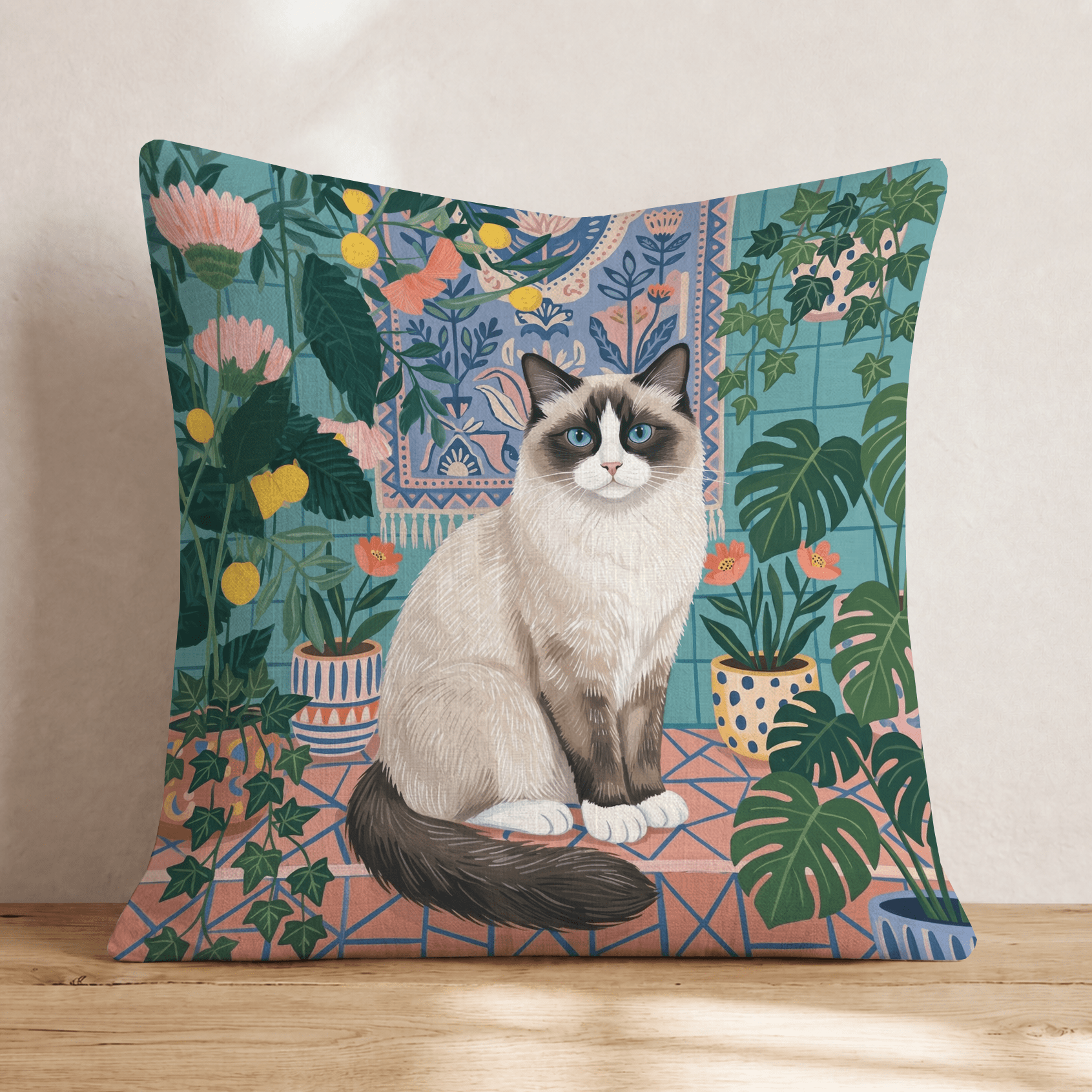 Blue Eyed Botanical Throw Pillow - Hillcroft Home
