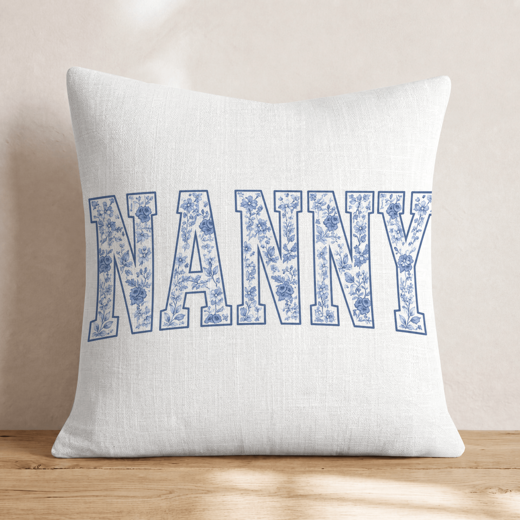 Blue Floral Nanny Throw Pillow - Hillcroft Home
