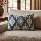 Blue Garden Ikat Throw Pillow throw pillow - Hillcroft Home