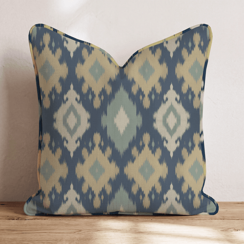 Blue Garden Ikat Throw Pillow - Hillcroft Home