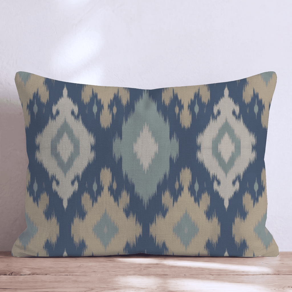 Blue Garden Ikat Throw Pillow - Hillcroft Home