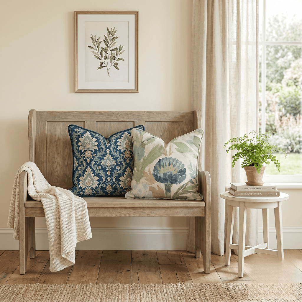 Blue Garden Thistle Throw Pillow - Hillcroft Home