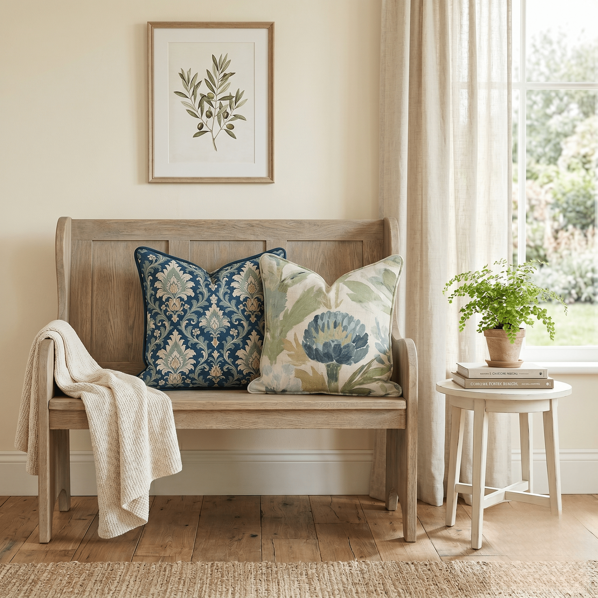 Blue Garden Thistle Throw Pillow - Hillcroft Home