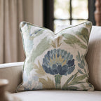 Blue Garden Thistle Throw Pillow throw pillow - Hillcroft Home