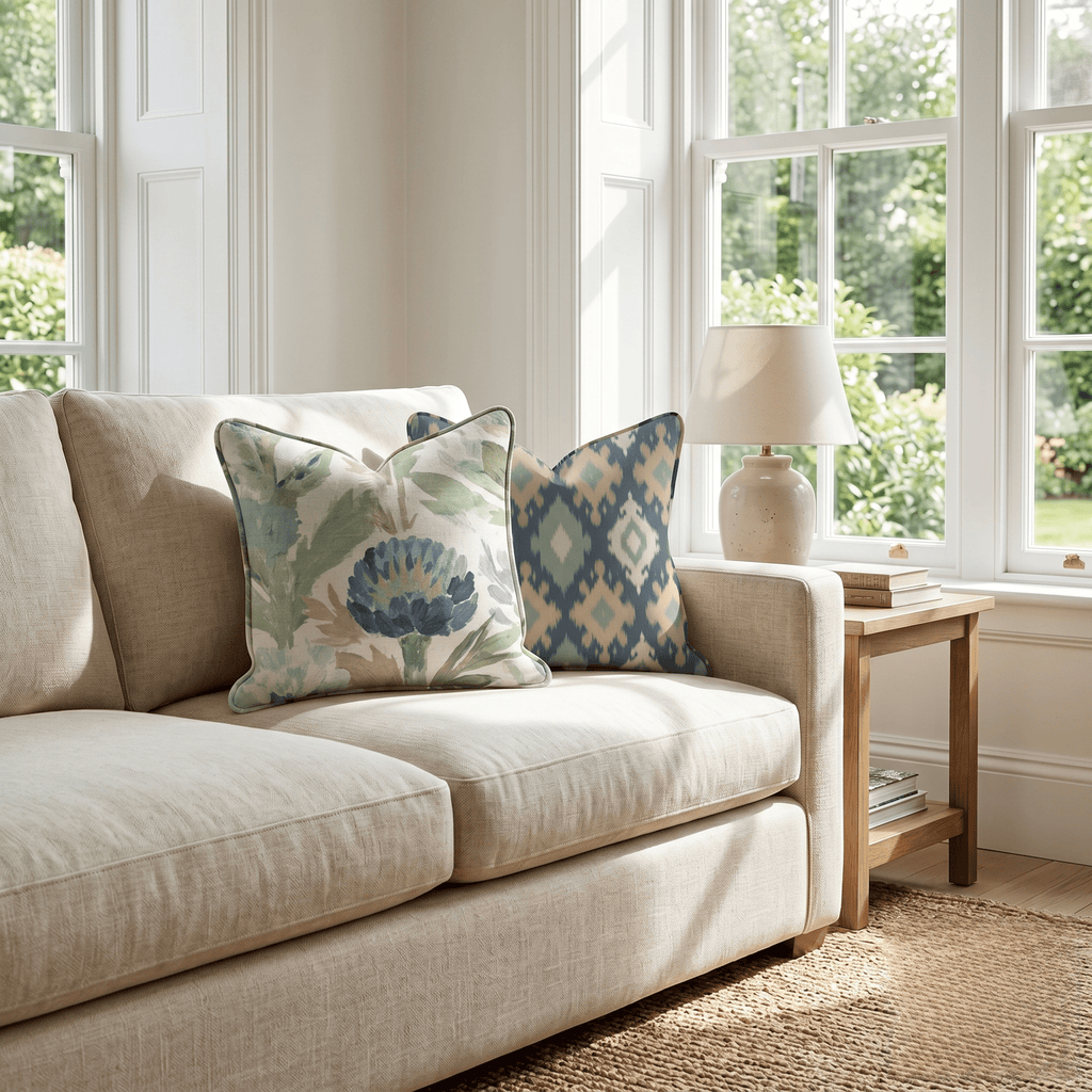 Blue Garden Thistle Throw Pillow - Hillcroft Home