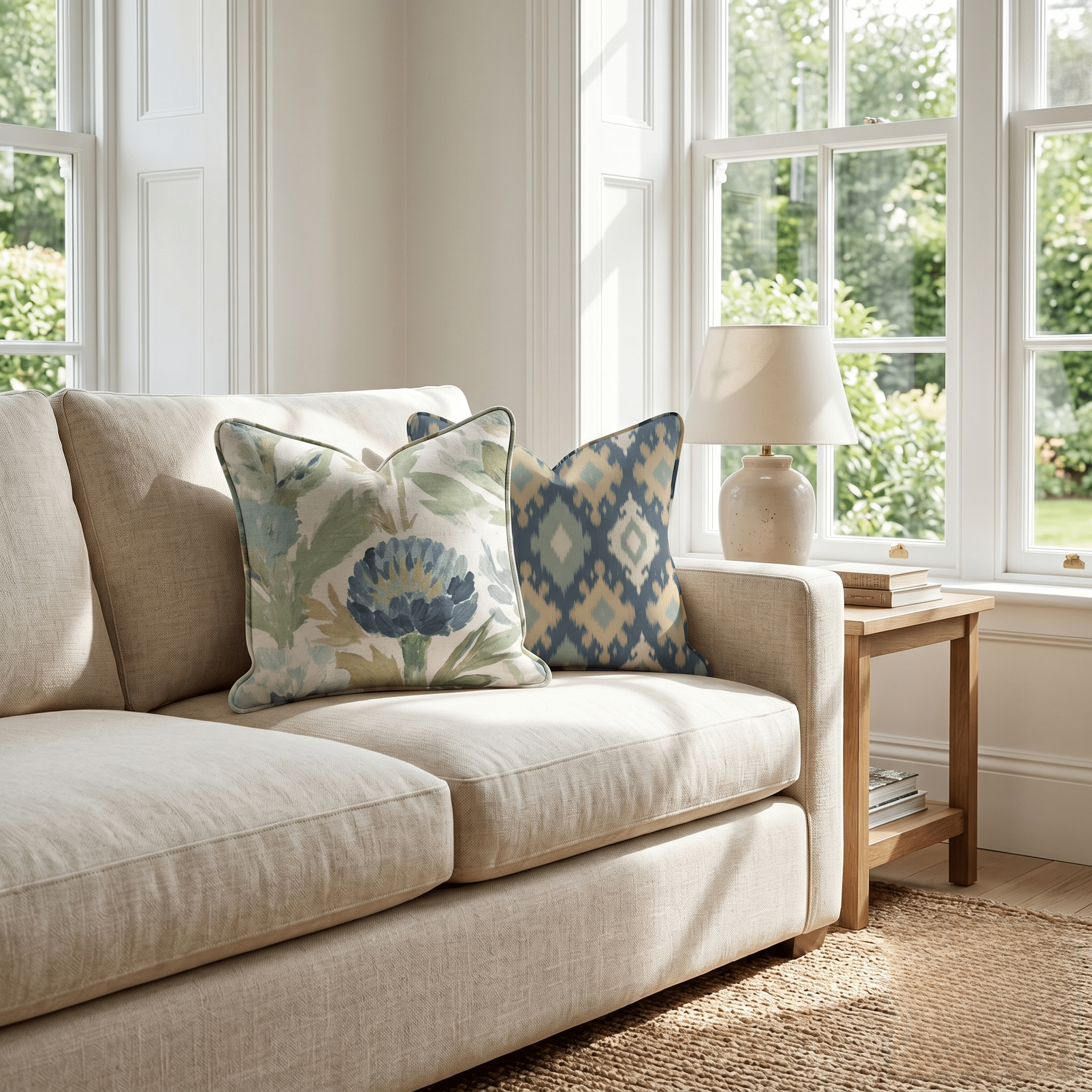 Blue Garden Thistle Throw Pillow - Hillcroft Home