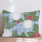 Blue Gingham Ornaments Throw Pillow - Hillcroft Home