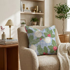 Blue Gingham Ornaments Throw Pillow - Hillcroft Home