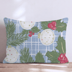 Blue Gingham Ornaments Throw Pillow - Hillcroft Home