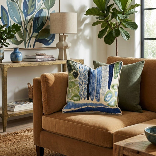 Blue Green Abstract Throw Pillow - Hillcroft Home