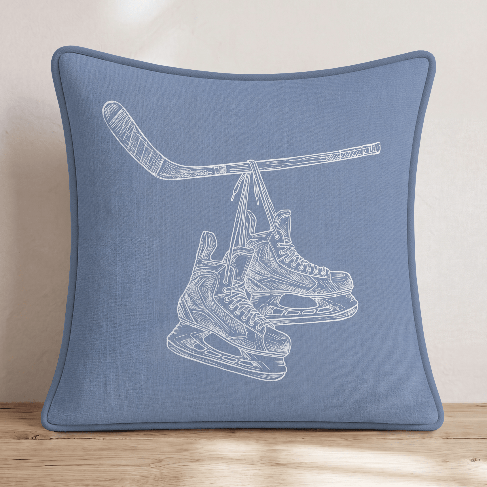 Blue Hockey Skates Throw Pillow - Hillcroft Home