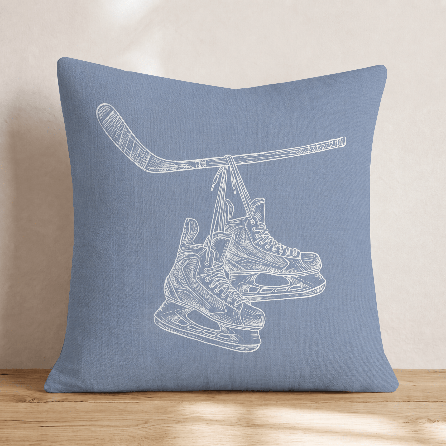 Blue Hockey Skates Throw Pillow - Hillcroft Home