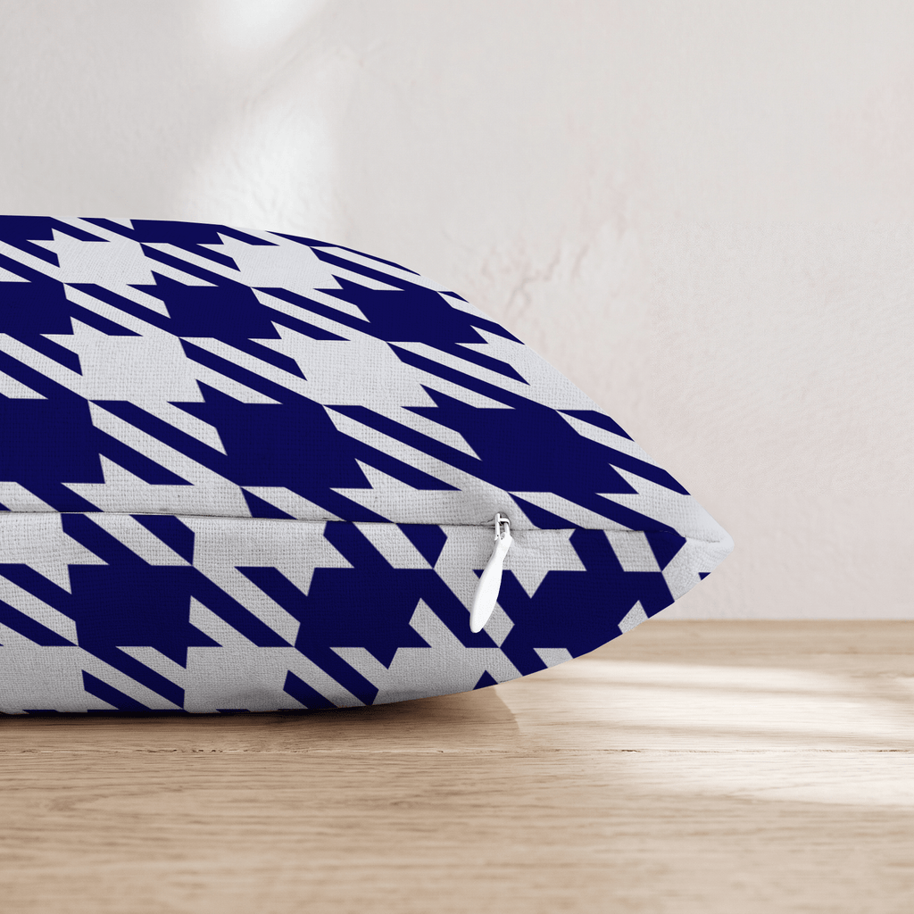 Blue Houndstooth Throw Pillow - Hillcroft Home