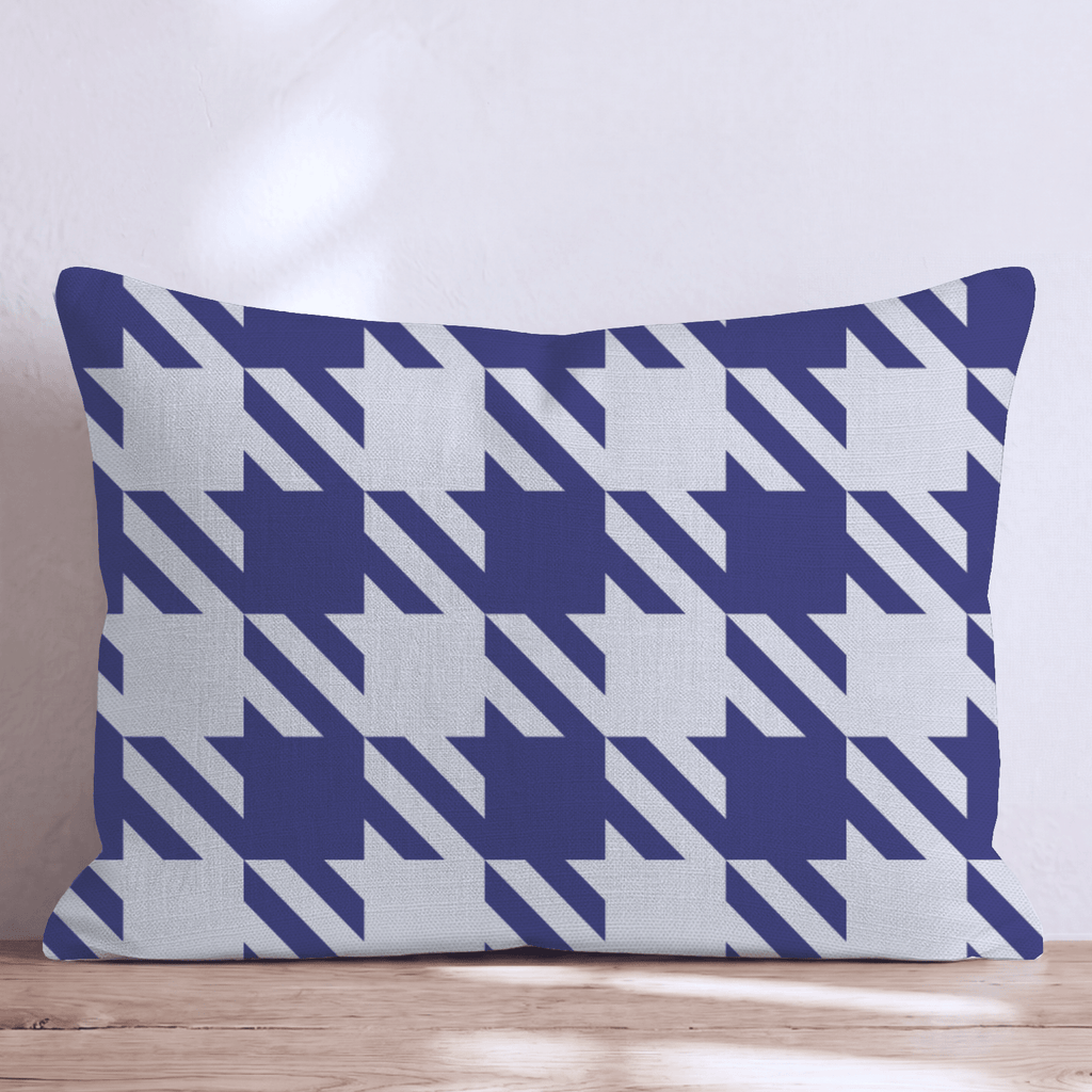 Blue Houndstooth Throw Pillow - Hillcroft Home