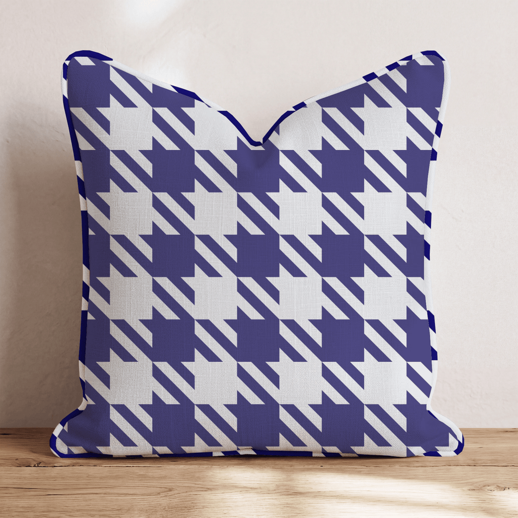 Blue Houndstooth Throw Pillow - Hillcroft Home