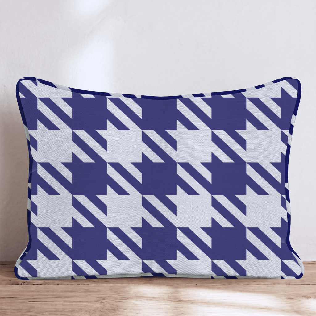 Blue Houndstooth Throw Pillow - Hillcroft Home
