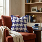 Blue Houndstooth Throw Pillow - Hillcroft Home