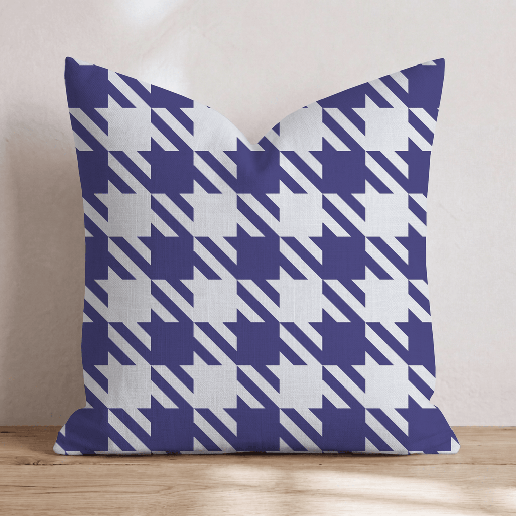 Blue Houndstooth Throw Pillow - Hillcroft Home