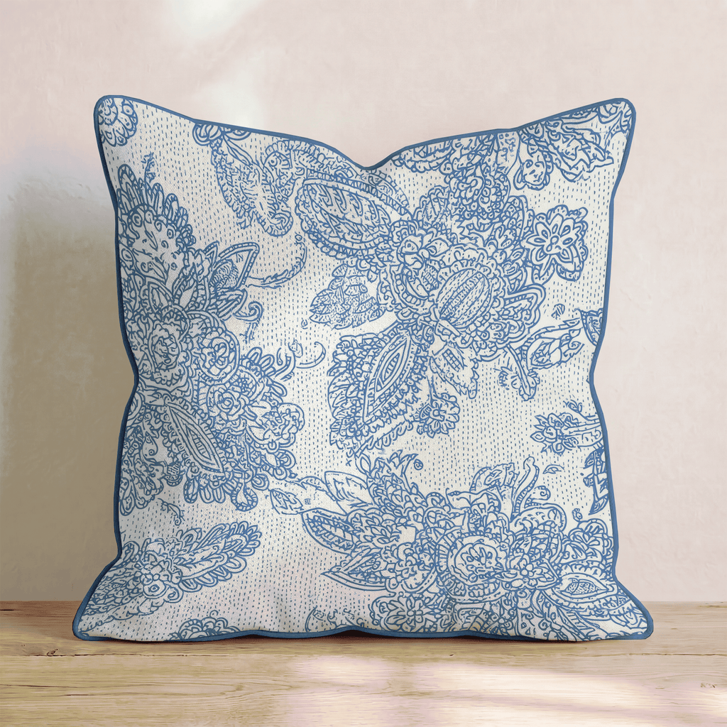 Blue Lace Throw Pillow - Hillcroft Home