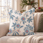 Blue Mistletoe Bloom Throw Pillow throw pillow - Hillcroft Home