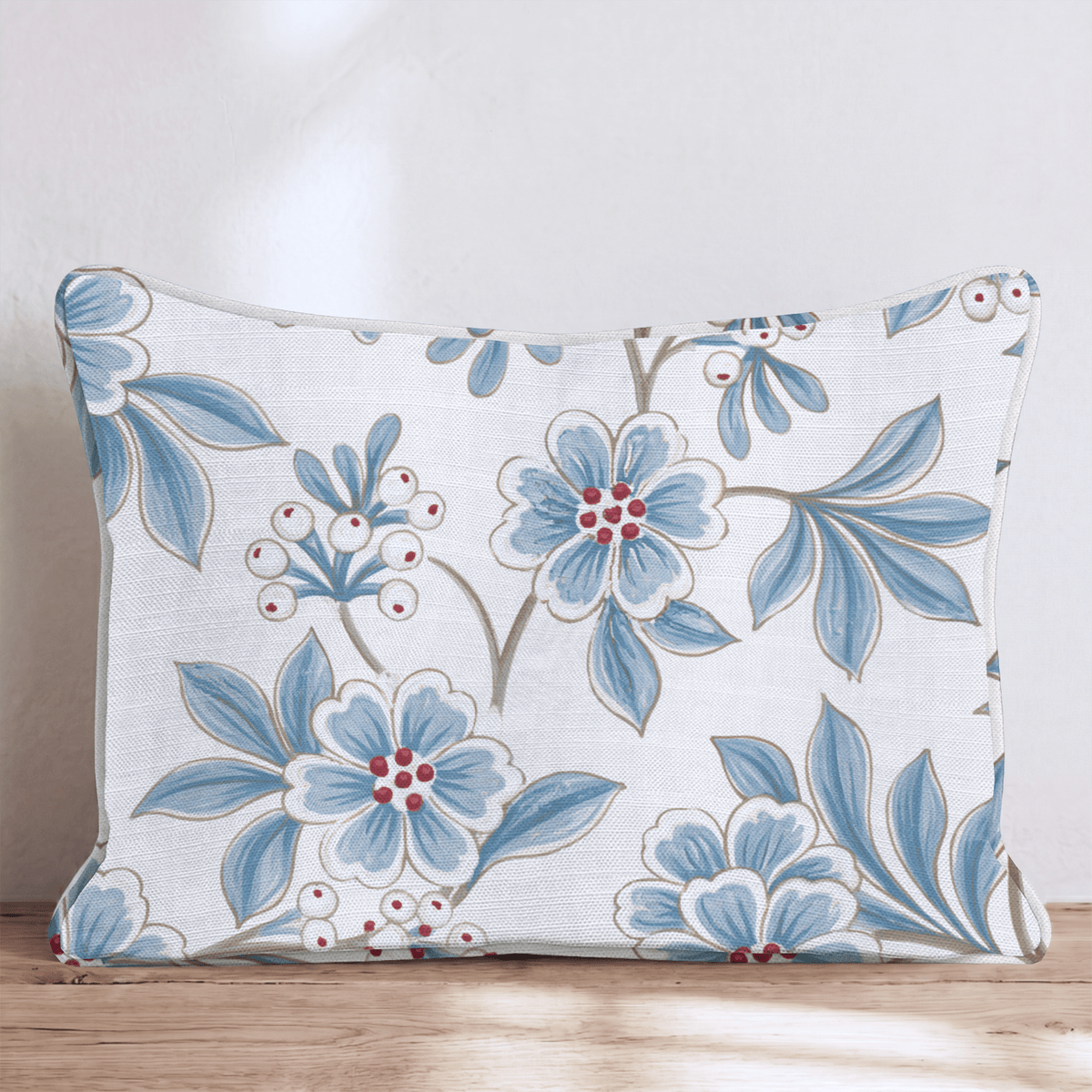 Blue Mistletoe Bloom Throw Pillow throw pillow - Hillcroft Home