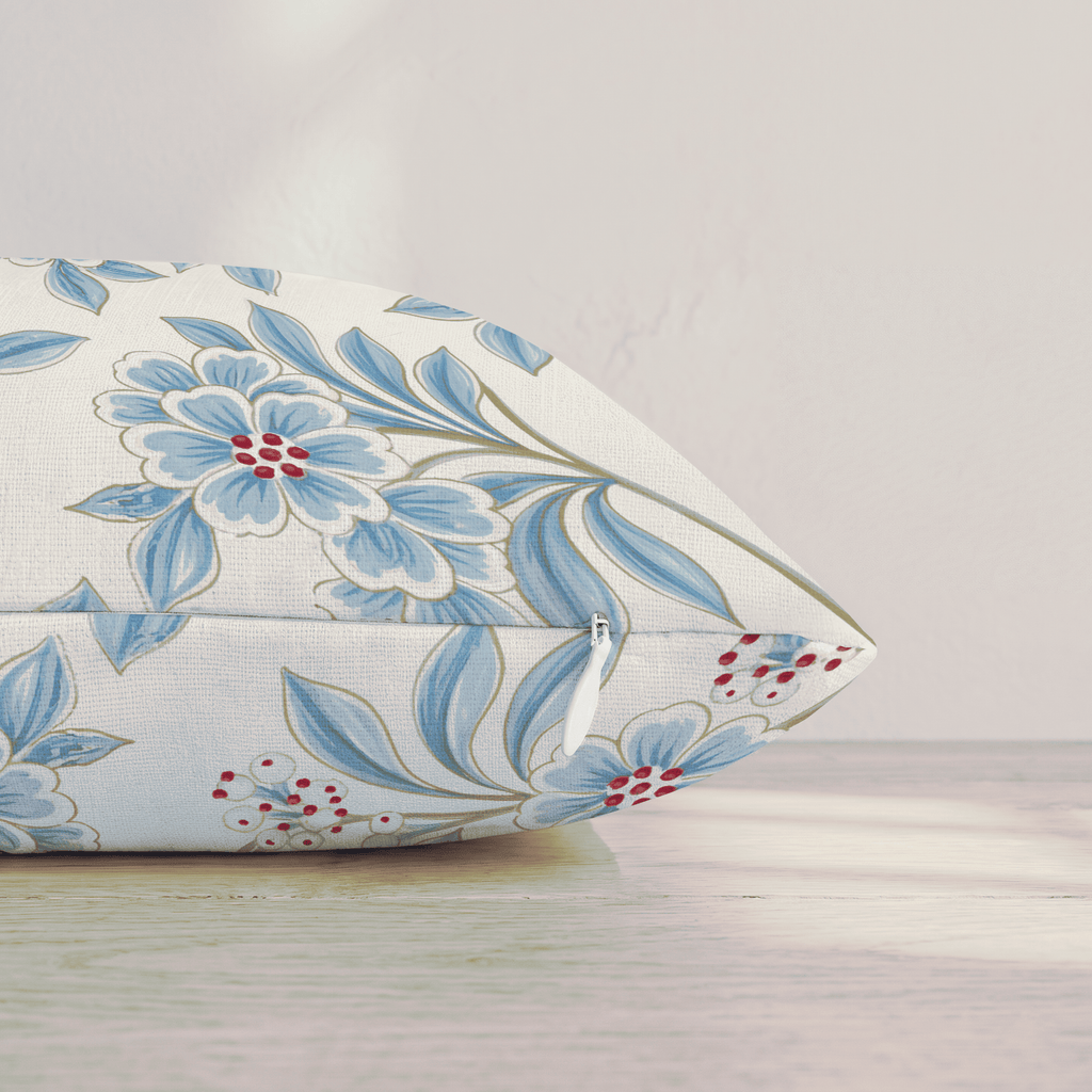 Blue Mistletoe Bloom Throw Pillow throw pillow - Hillcroft Home