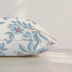 Blue Mistletoe Bloom Throw Pillow throw pillow - Hillcroft Home