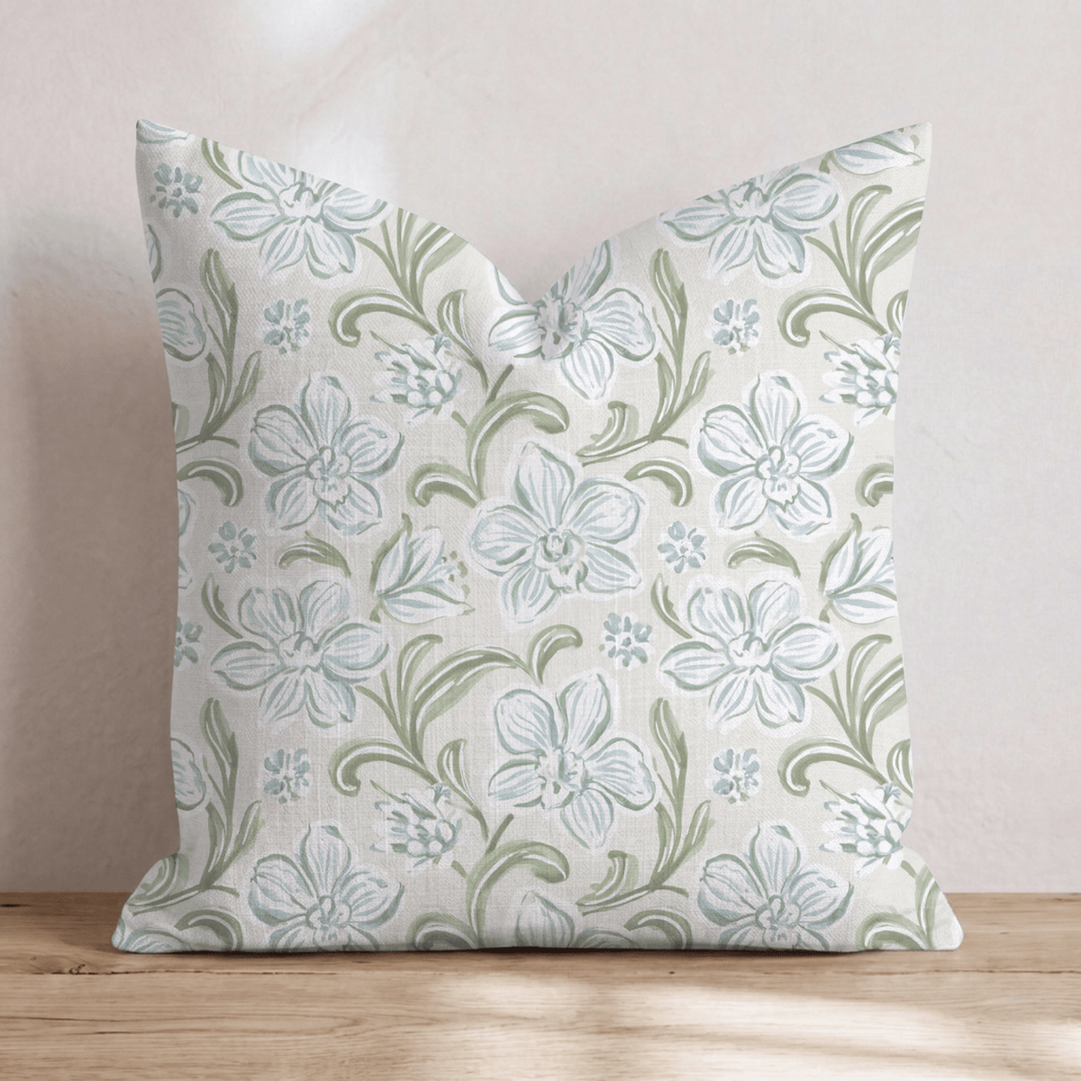 Blue Orchid Bloom Throw Pillow throw pillow - Hillcroft Home