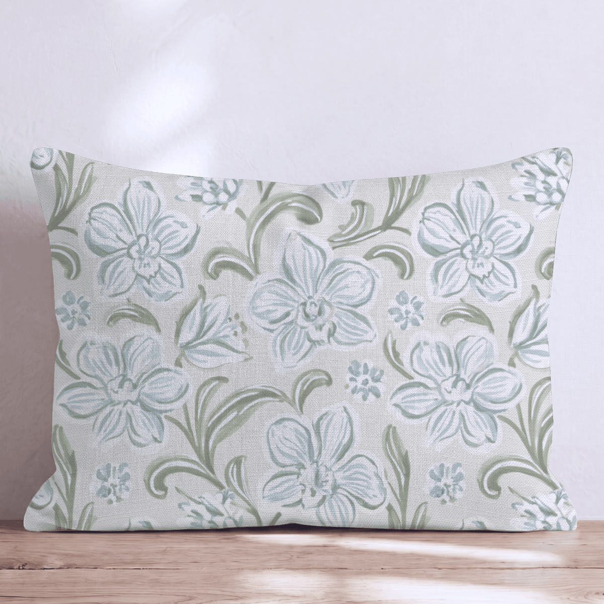 Blue Orchid Bloom Throw Pillow throw pillow - Hillcroft Home