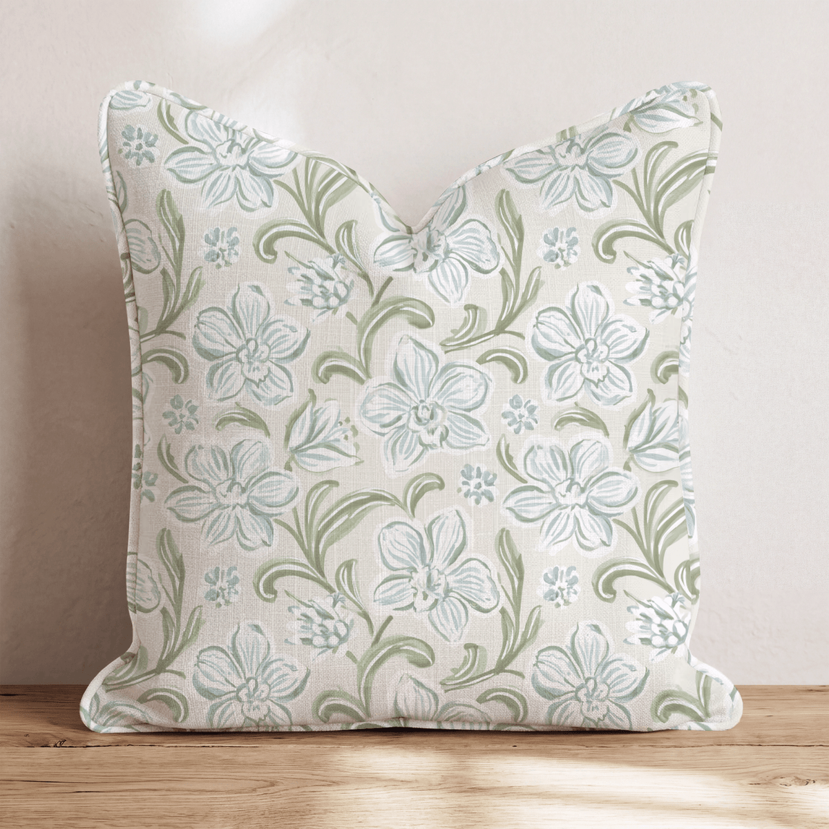 Blue Orchid Bloom Throw Pillow throw pillow - Hillcroft Home
