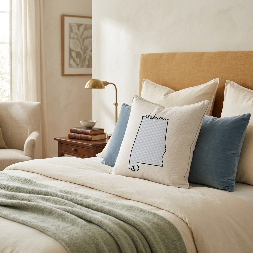 Blue Plaid Alabama Throw Pillow - Hillcroft Home