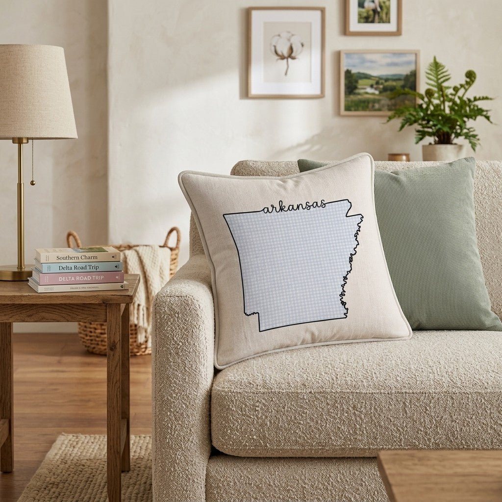 Blue Plaid Arkansas Throw Pillow - Hillcroft Home