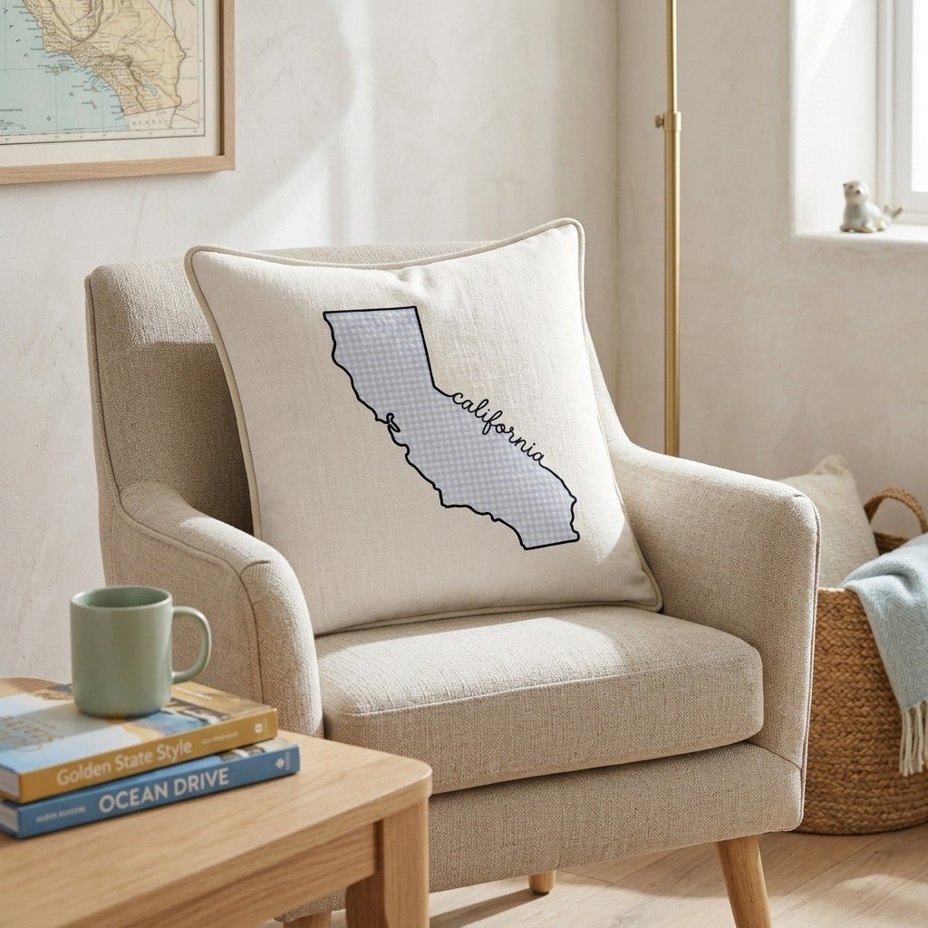 Blue Plaid California Throw Pillow - Hillcroft Home