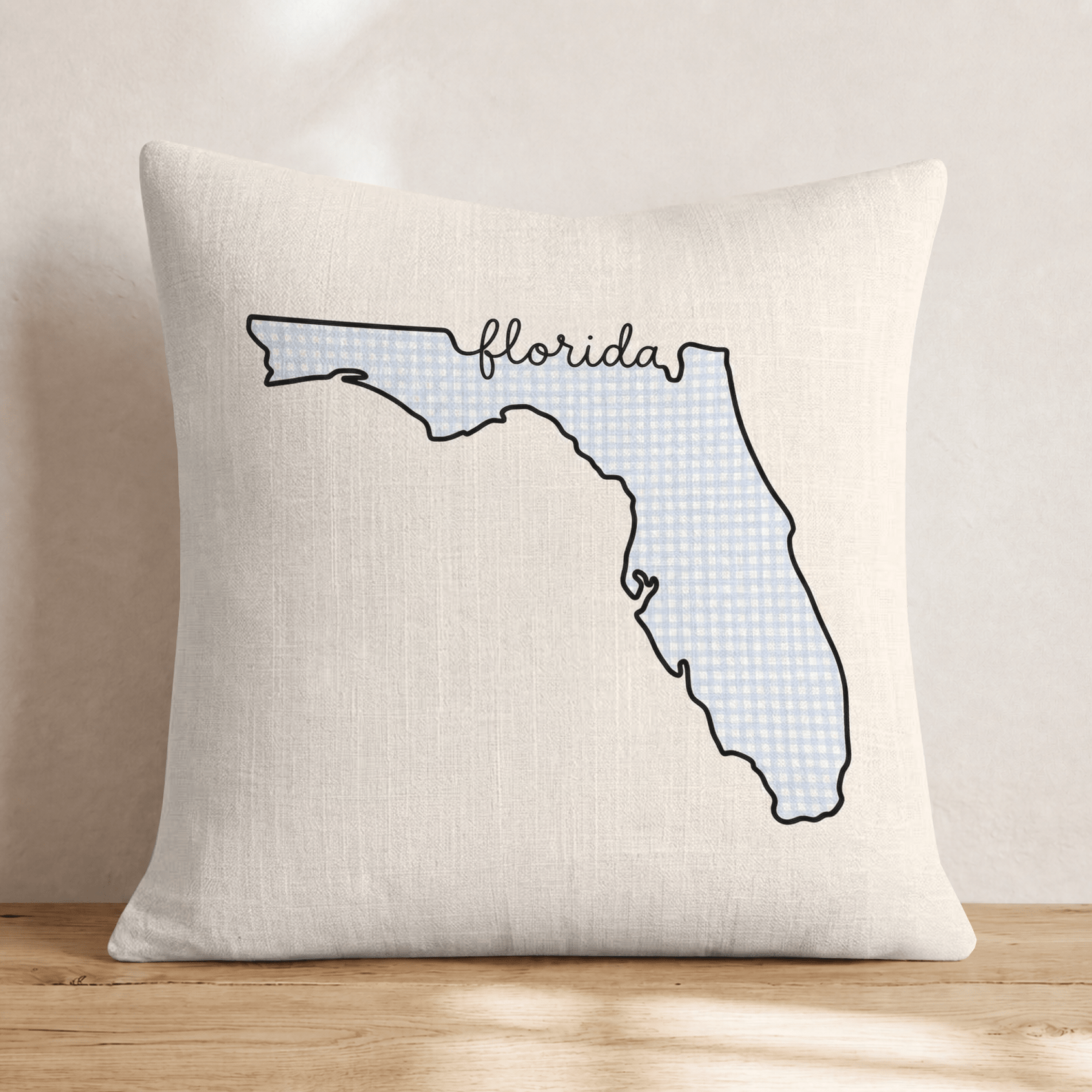 Blue Plaid Florida Throw Pillow - Hillcroft Home