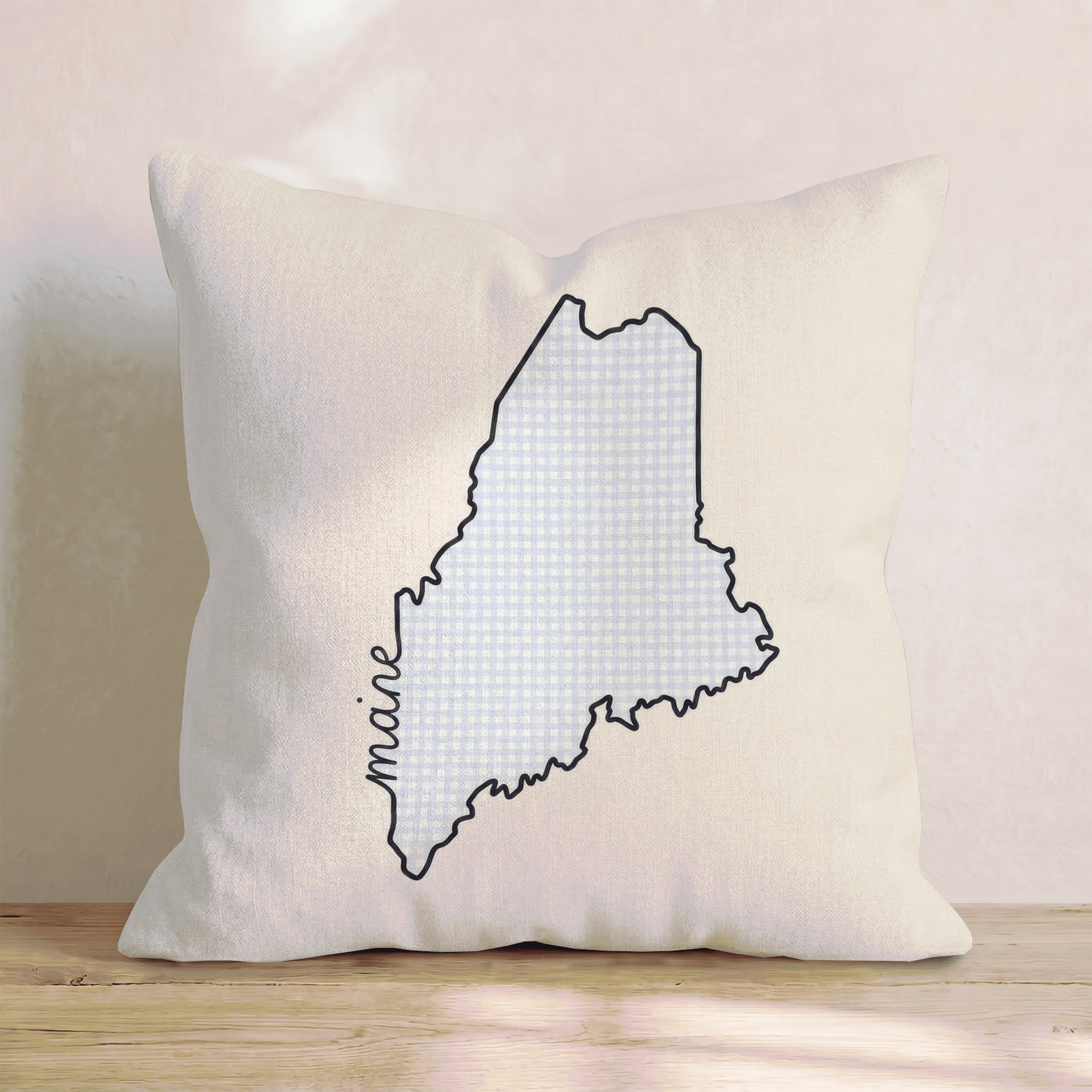 Blue Plaid Maine Throw Pillow - Hillcroft Home
