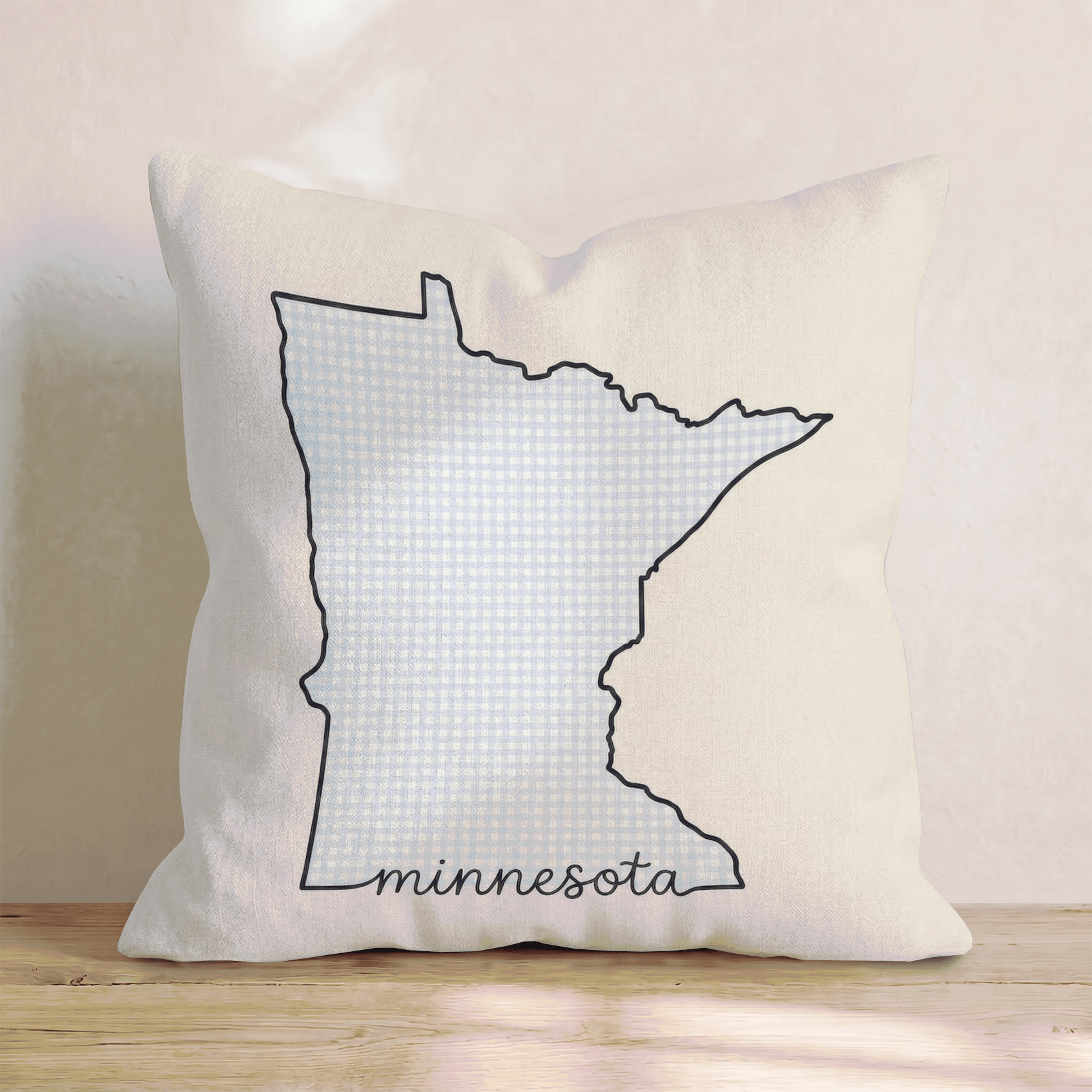 Blue Plaid Minnesota Throw Pillow - Hillcroft Home