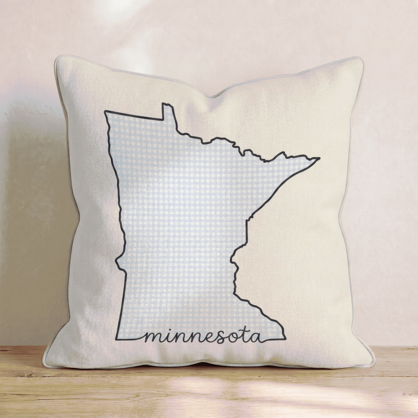 Blue Plaid Minnesota Throw Pillow - Hillcroft Home
