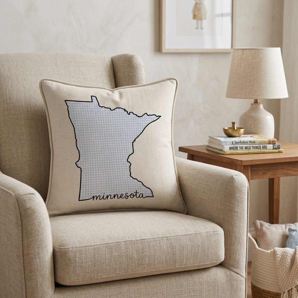Blue Plaid Minnesota Throw Pillow - Hillcroft Home