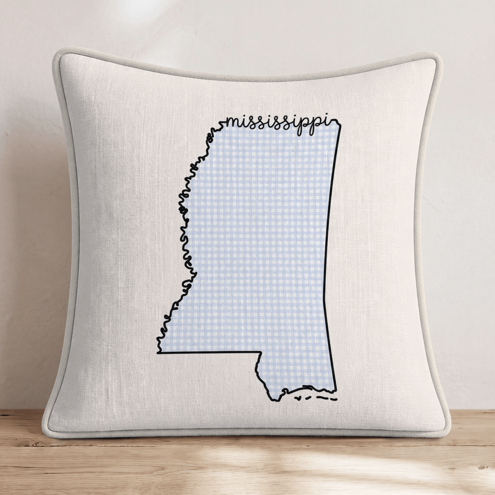 Blue Plaid Mississippi Throw Pillow - Hillcroft Home