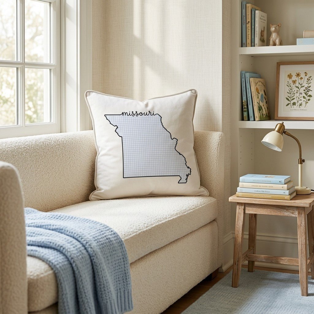 Blue Plaid Missouri Throw Pillow - Hillcroft Home