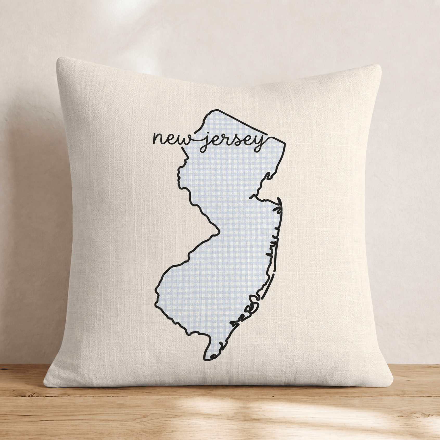 Blue Plaid New Jersey Throw Pillow - Hillcroft Home