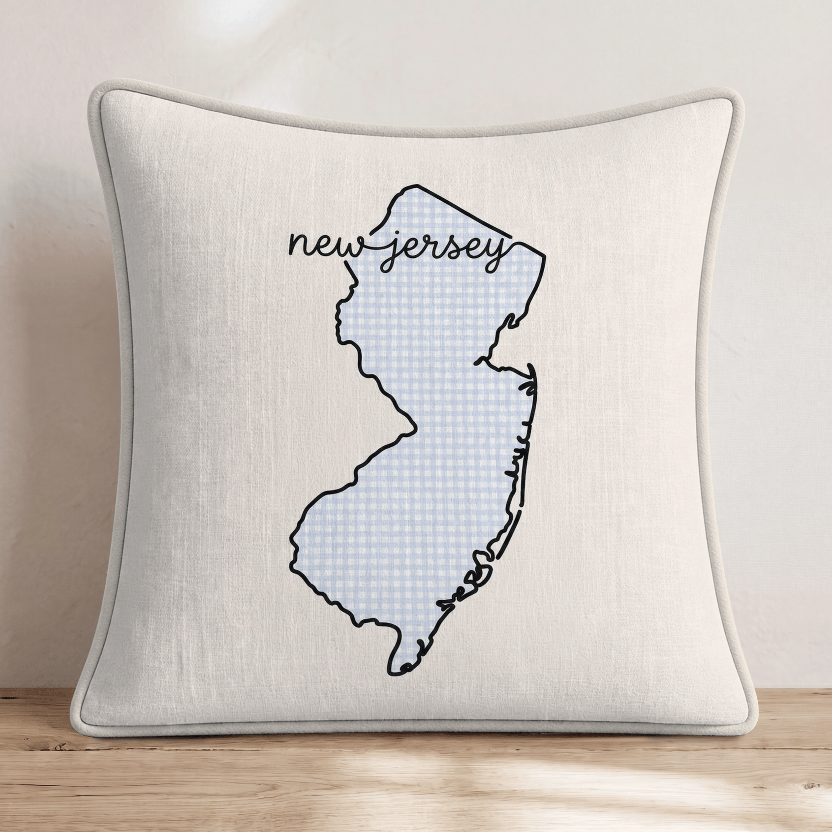 Blue Plaid New Jersey Throw Pillow - Hillcroft Home