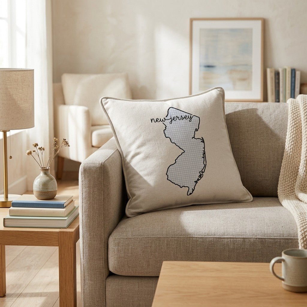 Blue Plaid New Jersey Throw Pillow - Hillcroft Home