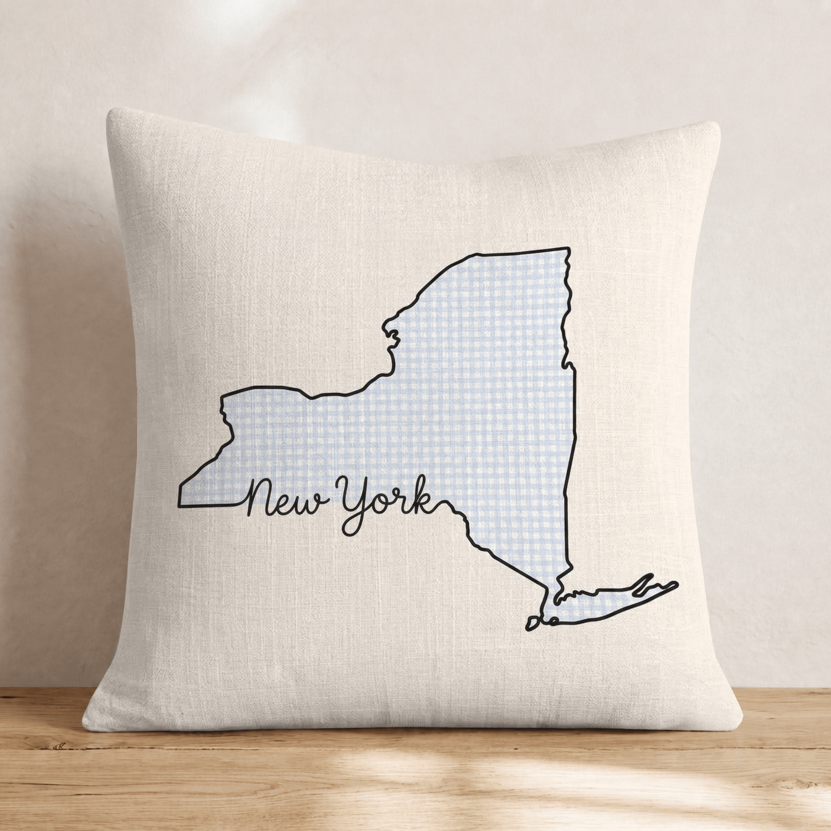 Blue Plaid New York Throw Pillow - Hillcroft Home