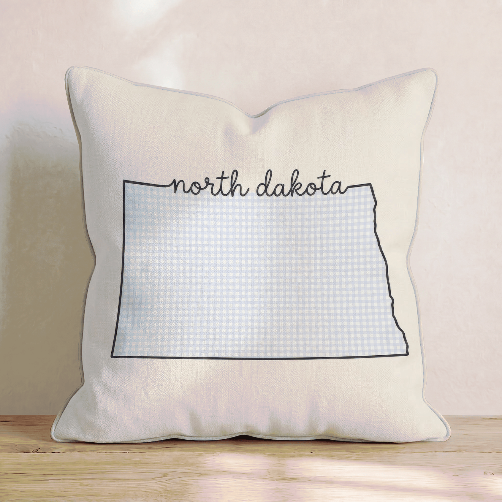 Blue Plaid North Dakota Throw Pillow - Hillcroft Home