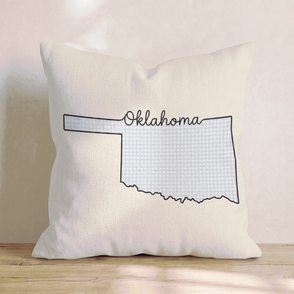 Blue Plaid Oklahoma Throw Pillow - Hillcroft Home